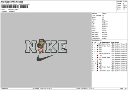 Nike Lilo Embroidery File 5 sizes