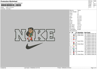 Nike Lilo Embroidery File 5 sizes