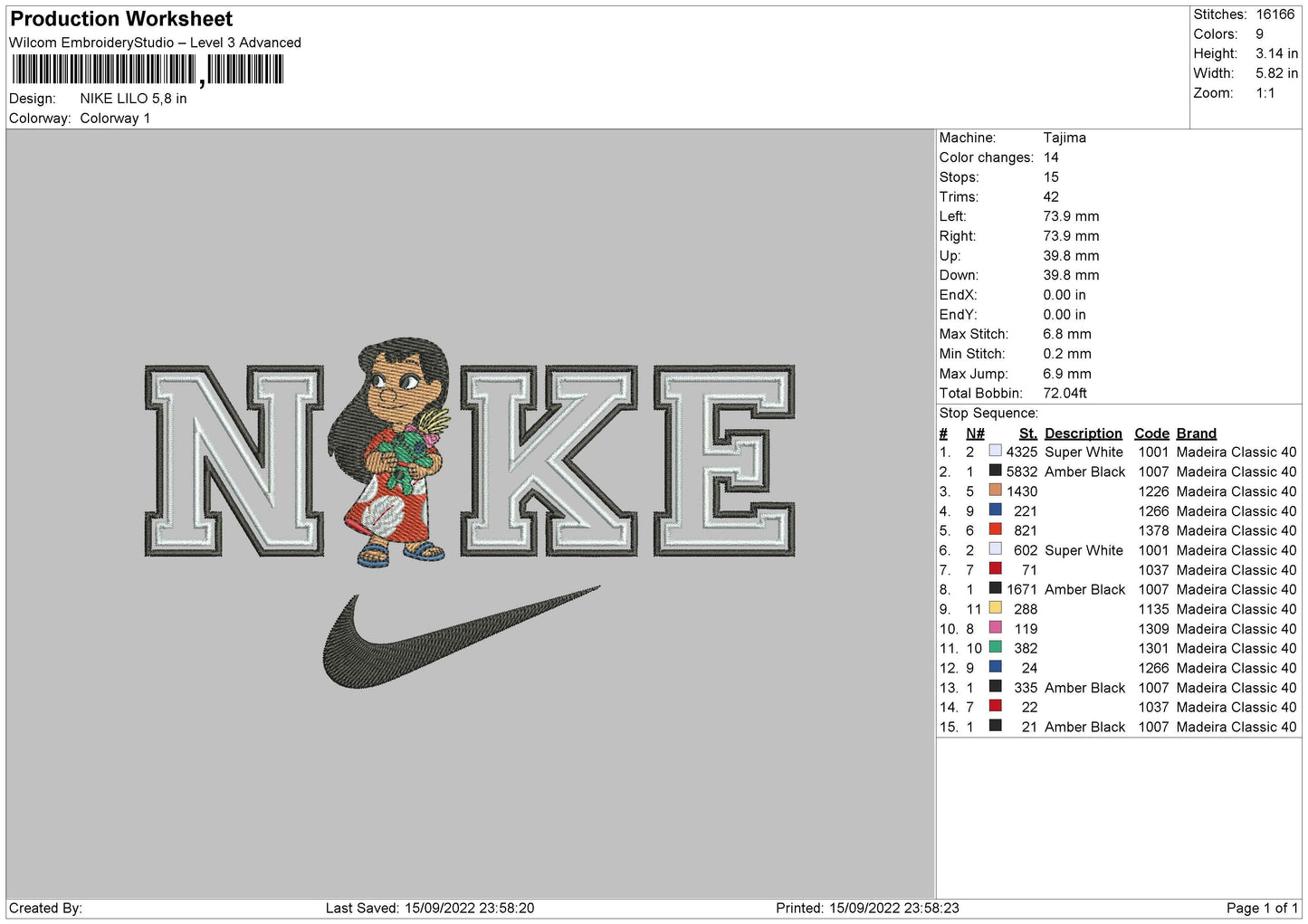 Nike Lilo Embroidery File 5 sizes