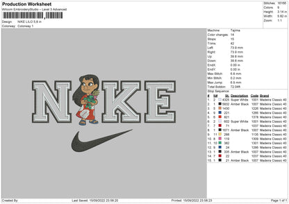 Nike Lilo Embroidery File 5 sizes