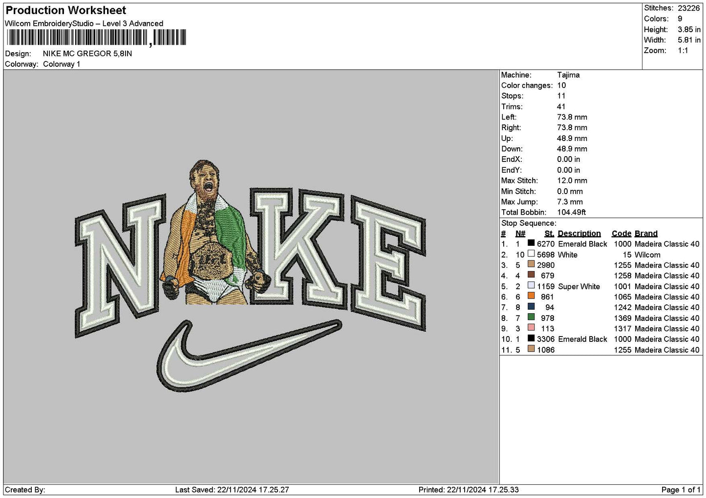 Nike Gregor Embroidery File 6 sizes