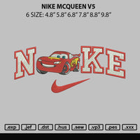 Nike Mcqueen V5 Embroidery File 6 sizes