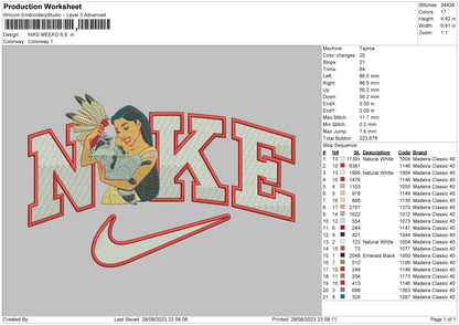 Nike Meeko Embroidery File 6 sizes