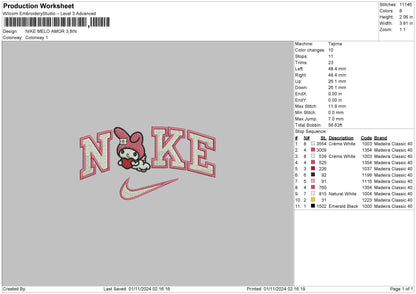 Nike Meloamor Embroidery File 6 sizes