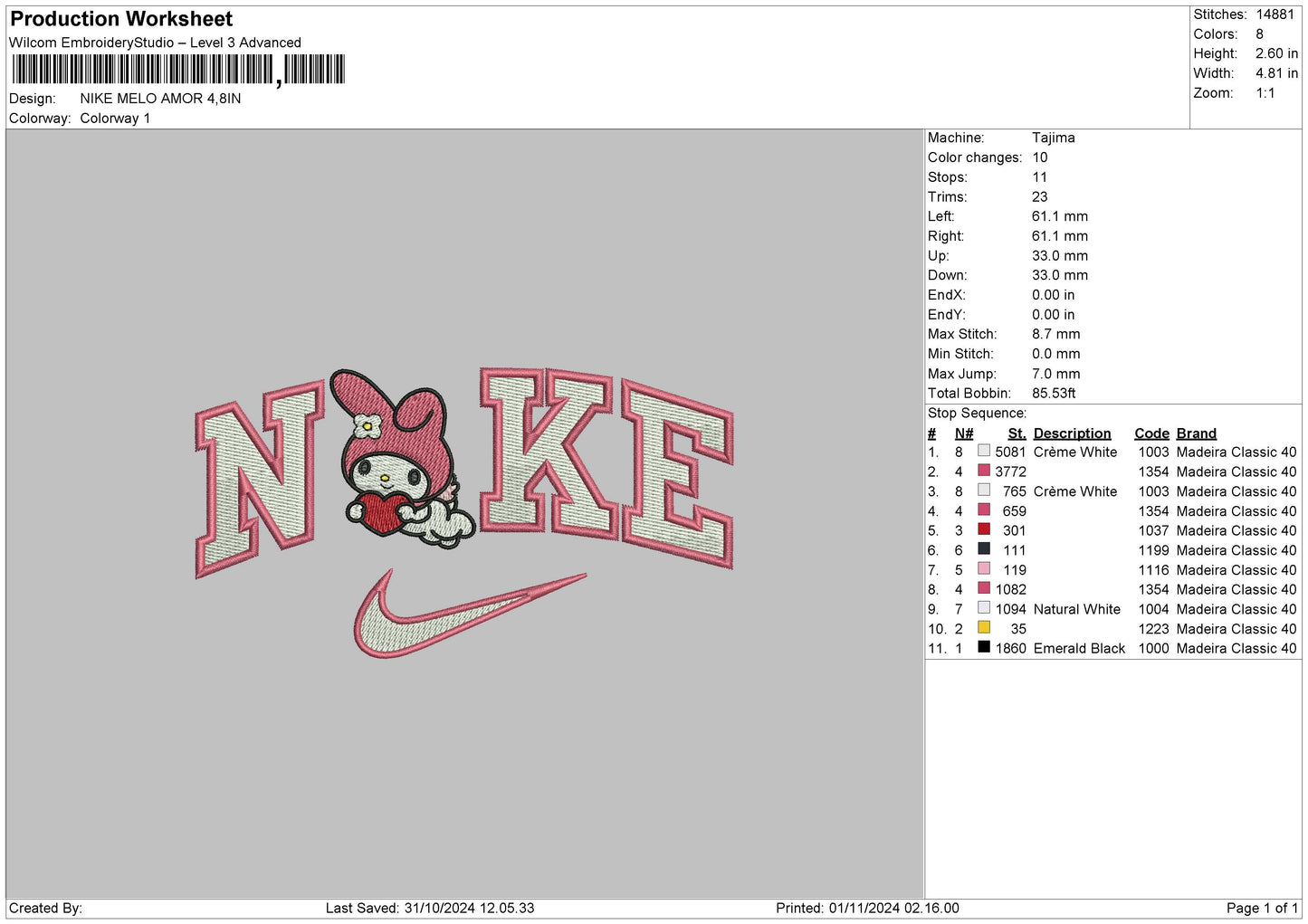 Nike Meloamor Embroidery File 6 sizes