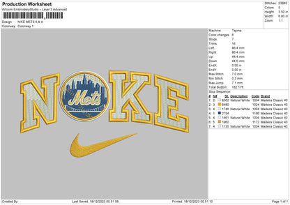 Nike Mets Embroidery File 6 sizes