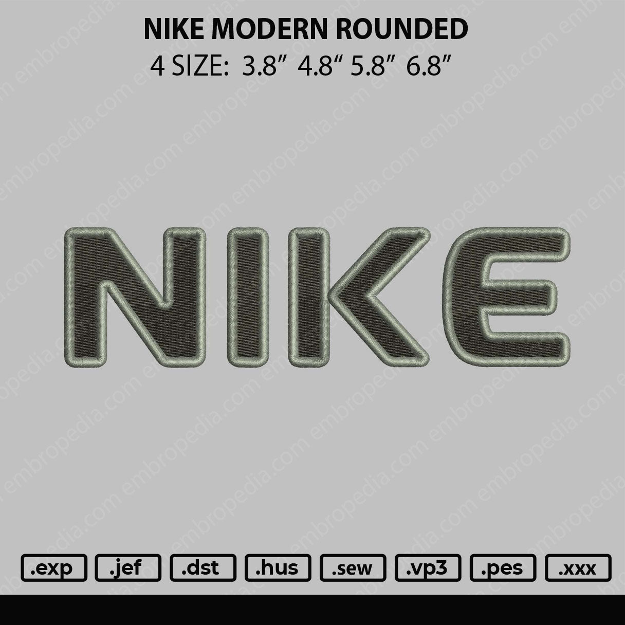 Nike Modern Rounded Embroidery File 4 size