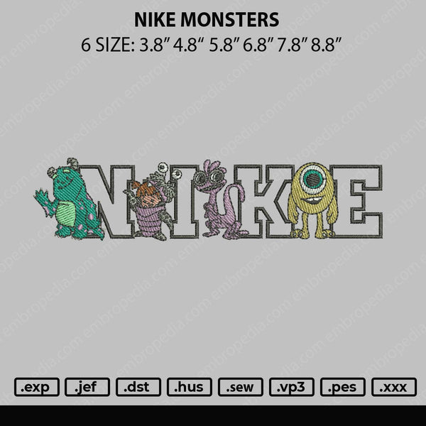 Nike Monsters Embroidery File 6 sizes