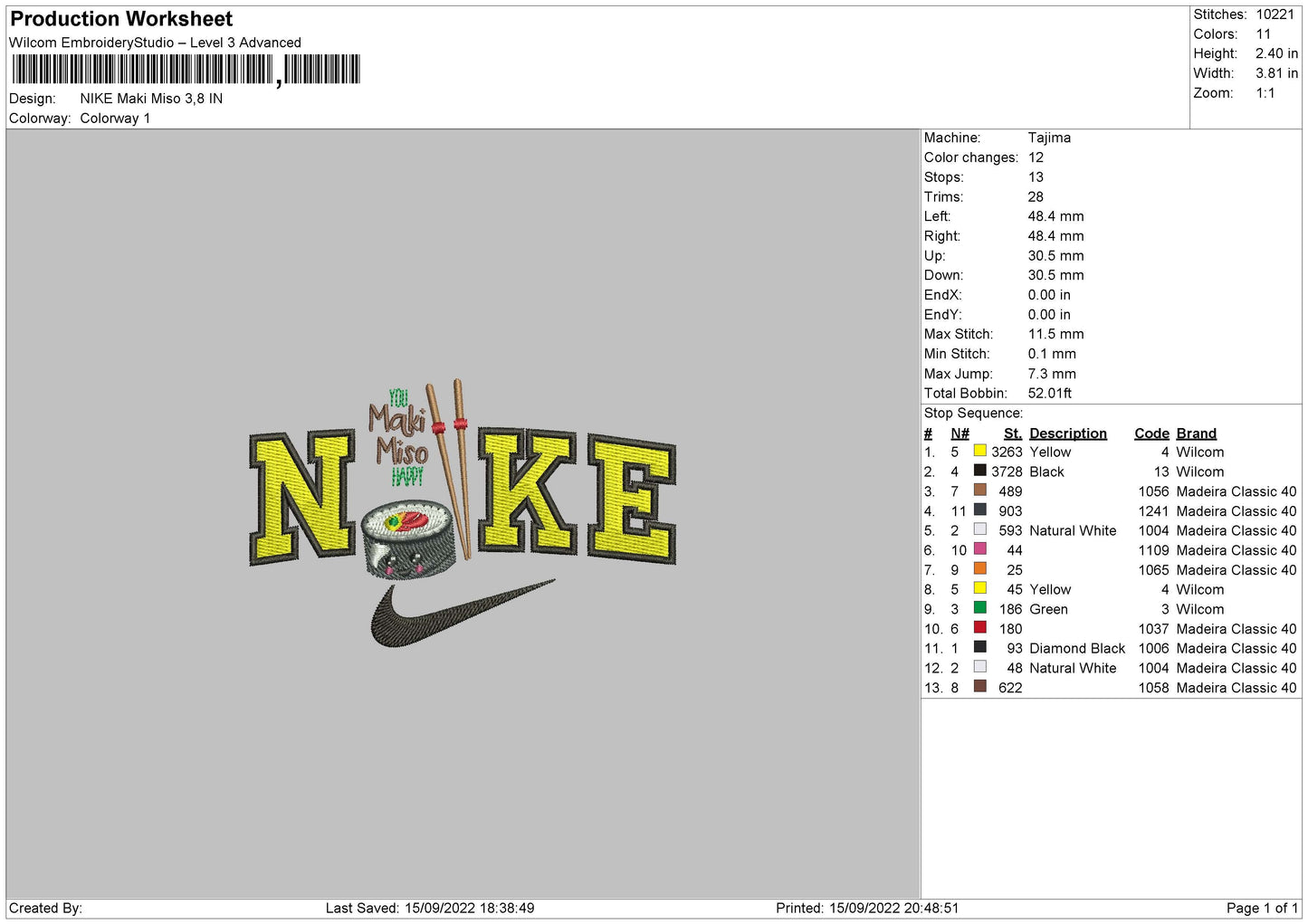 Nike Maki Miso Embroidery File 5 sizes
