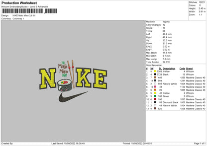 Nike Maki Miso Embroidery File 5 sizes