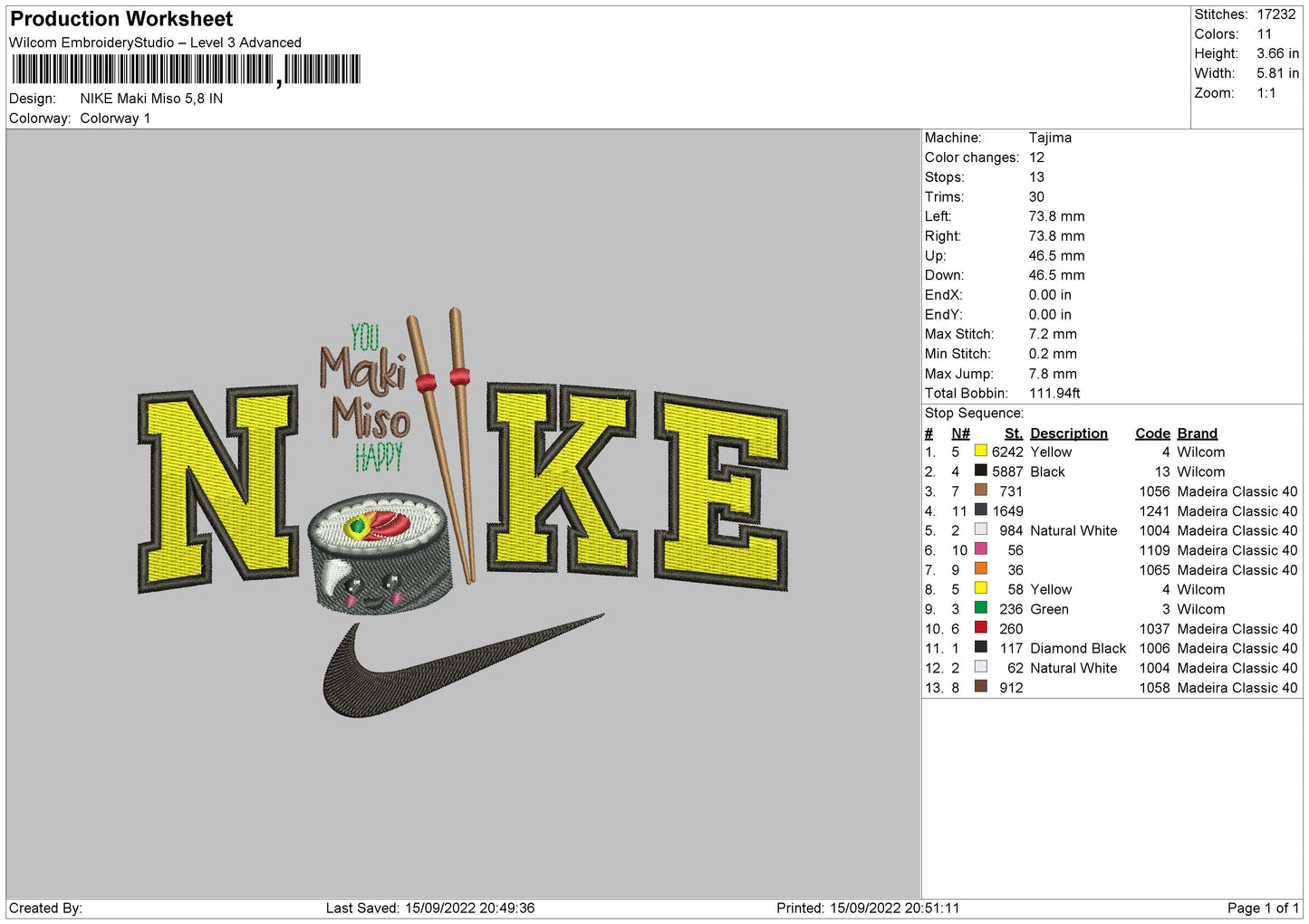 Nike Maki Miso Embroidery File 5 sizes