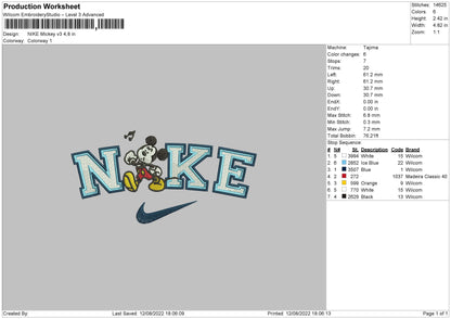 Nike Mickey Embroidery File 5 sizes