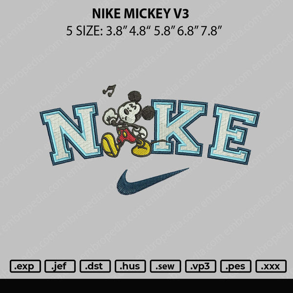 Nike Mickey Embroidery File 5 sizes