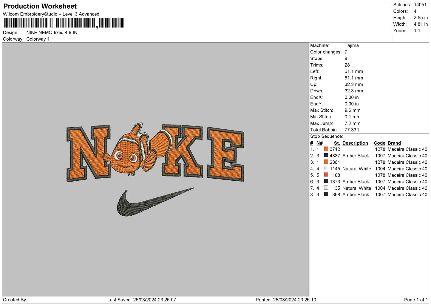 Nike Nemo Embroidery File 6 sizes