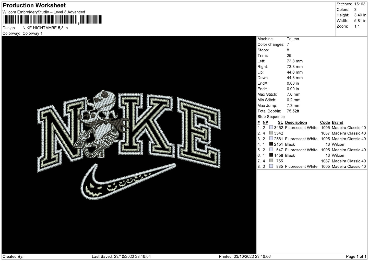 Nike Nightmare Embroidery File 6 sizes