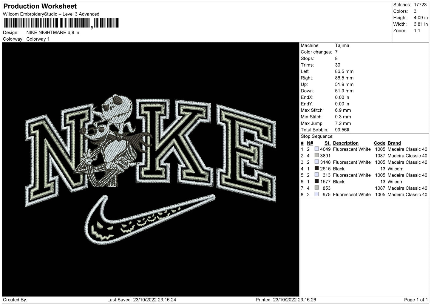 Nike Nightmare Embroidery File 6 sizes