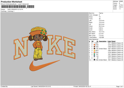 Nike Orange V2 Embroidery File 6 sizes