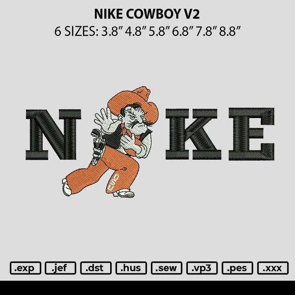 Nike Cowboy V2 Embroidery File 6 sizes