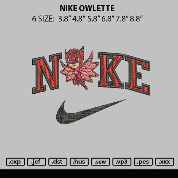 Nike Owlette Embroidery File 6 sizes