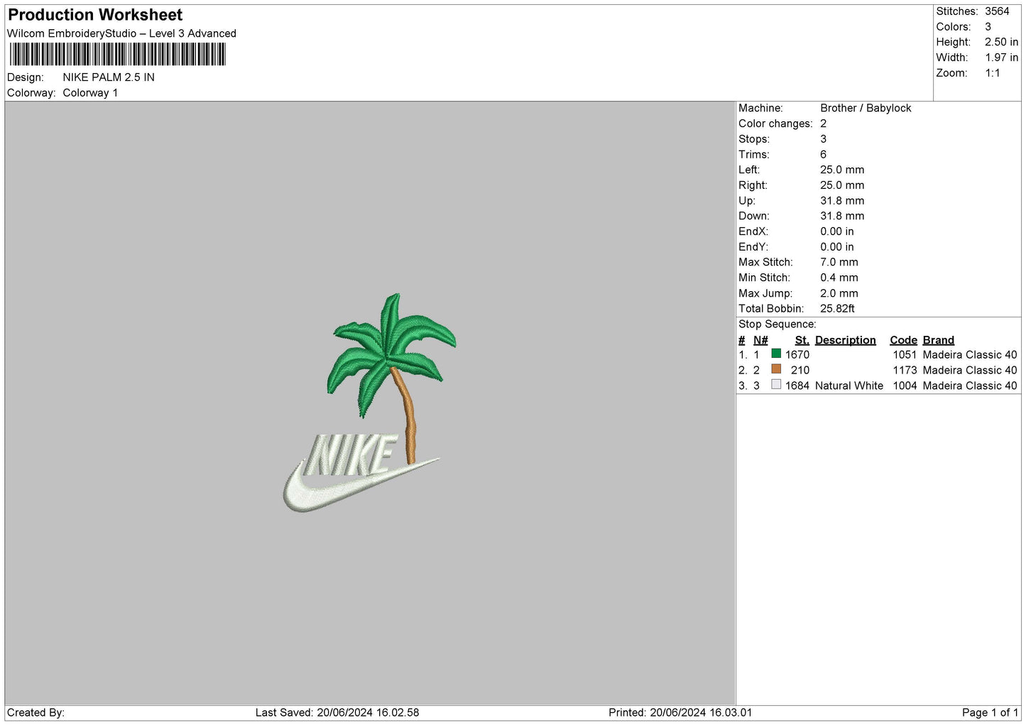 Nike Palm Embroidery File 6 sizes
