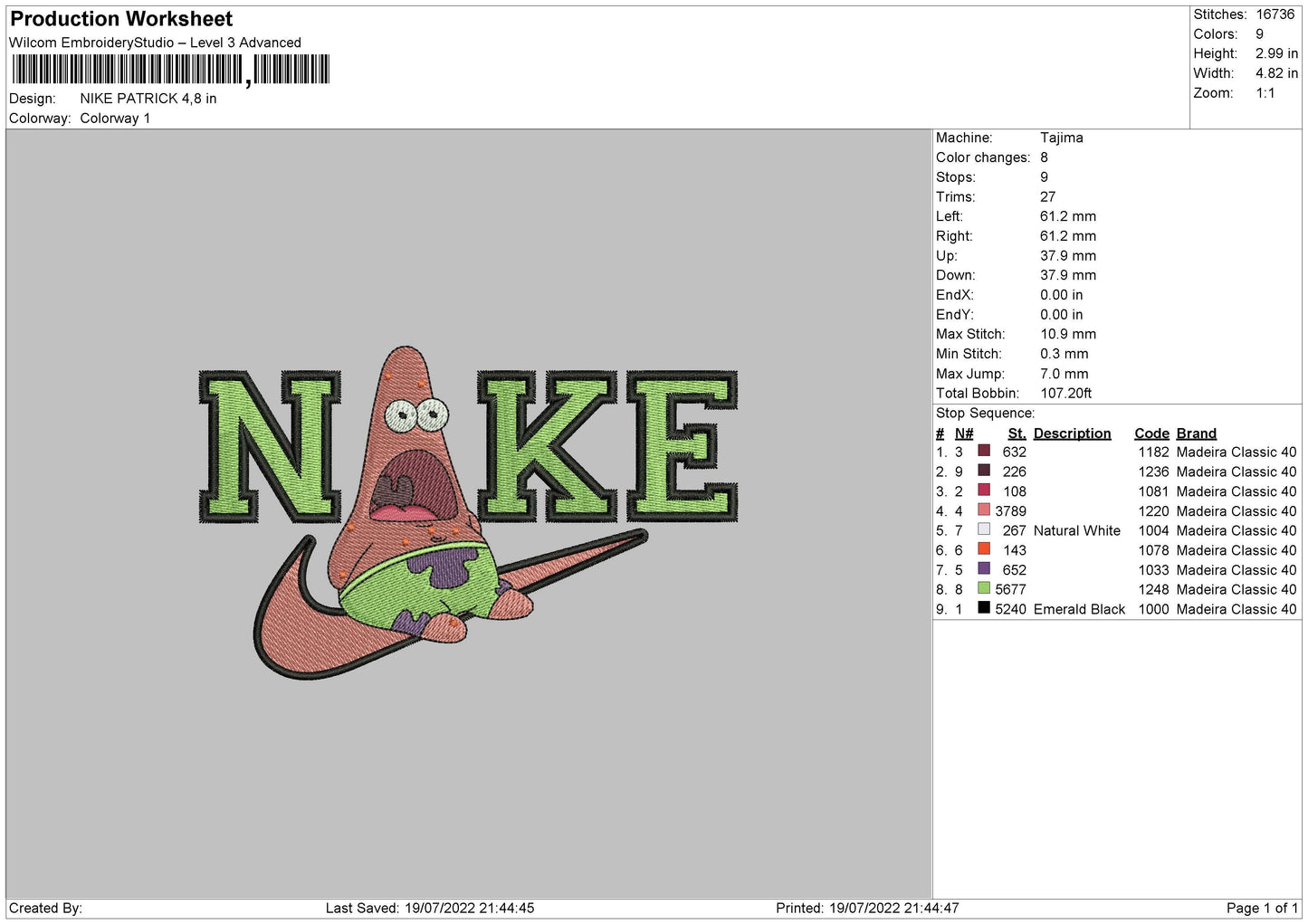 Nike Patrick Embroidery File 4 sizes