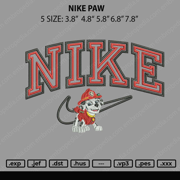 Nike Paw Embroidery File 5 sizes