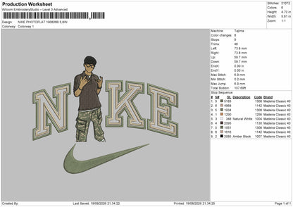 Nike Photoflat 19008b Embroidery Machine Design File 6 sizes