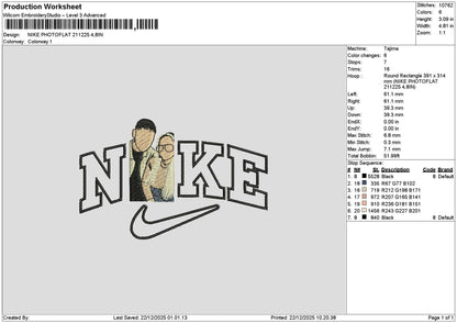 Nike Photoflat 2112 Embroidery File 6 sizes
