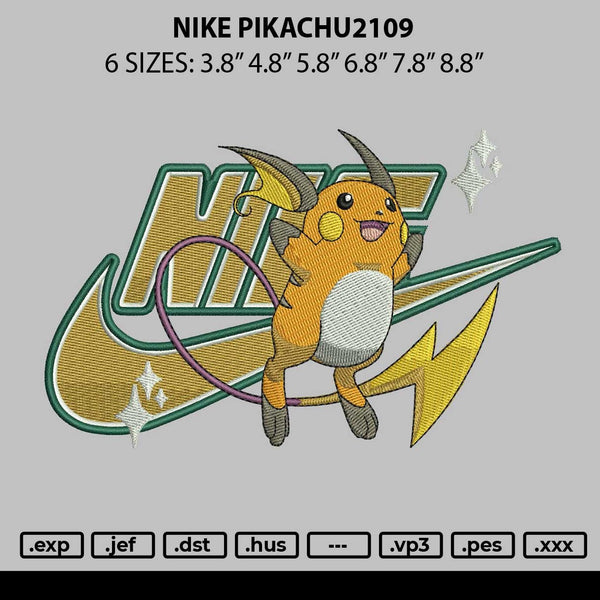 Nike Pikachu2109 Embroidery File 6 sizes