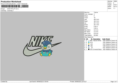 Nike Piplup Embroidery File 4 sizes