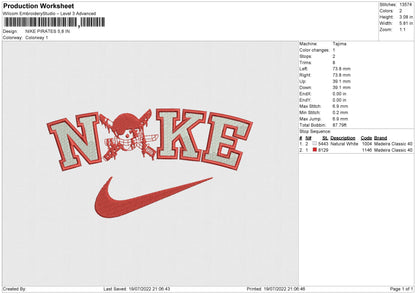 Nike Pirates Embroidery File 4 sizes