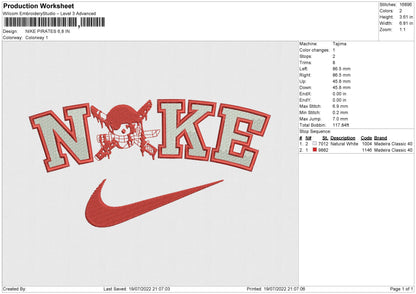 Nike Pirates Embroidery File 4 sizes