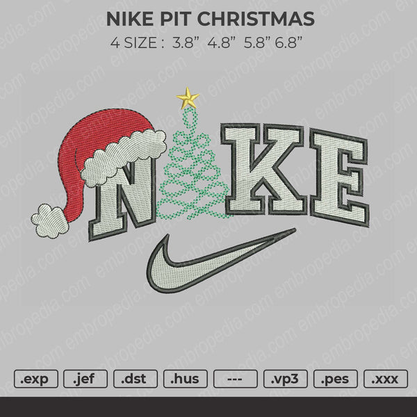 Nike Pit Christmas Embroidery File 4 size