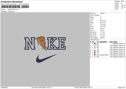 Nike Pizza Embroidery File 6 sizes