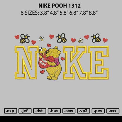 Nike Pooh 1312 Embroidery File 6 sizes