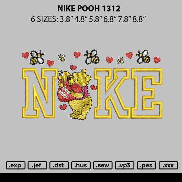 Nike Pooh 1312 Embroidery File 6 sizes
