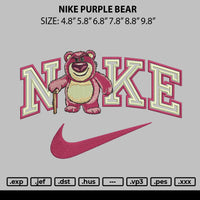 Nike Purple Bear Embroidery File 6 sizes