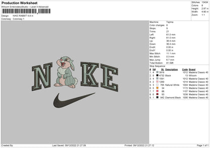 Nike Rabbit Embroidery File 6 sizes