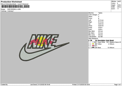 Nike Redbulls Embroidery File 6 sizes