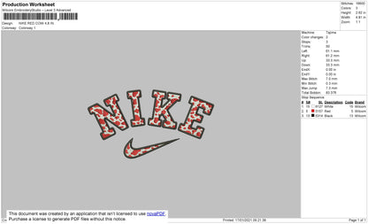 Nike Red Cow Pattern Embroidery File 5 size