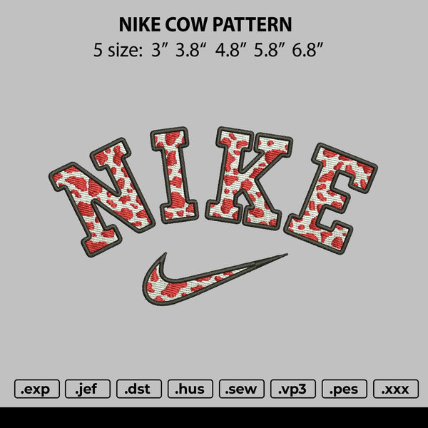 Nike Red Cow Pattern Embroidery File 5 size