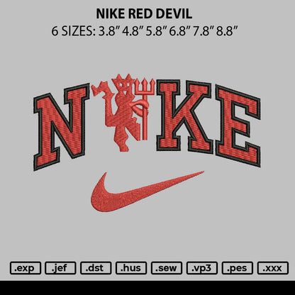 Nike Red Devil Embroidery File 6 sizes