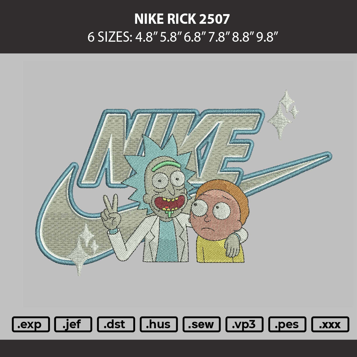 Nike Rick 2506 Embroidery Machine Design File 6 sizes
