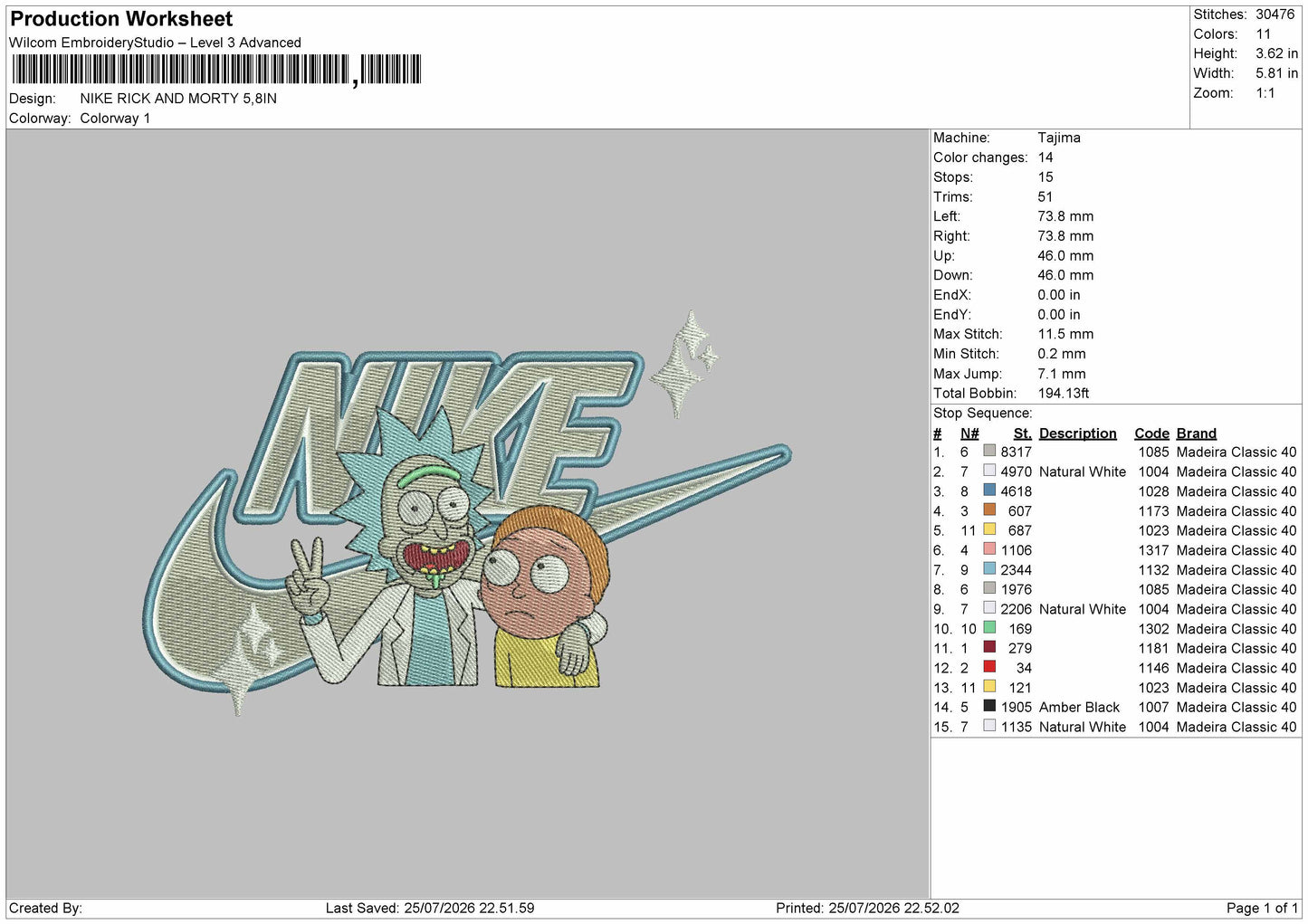 Nike Rick 2506 Embroidery Machine Design File 6 sizes