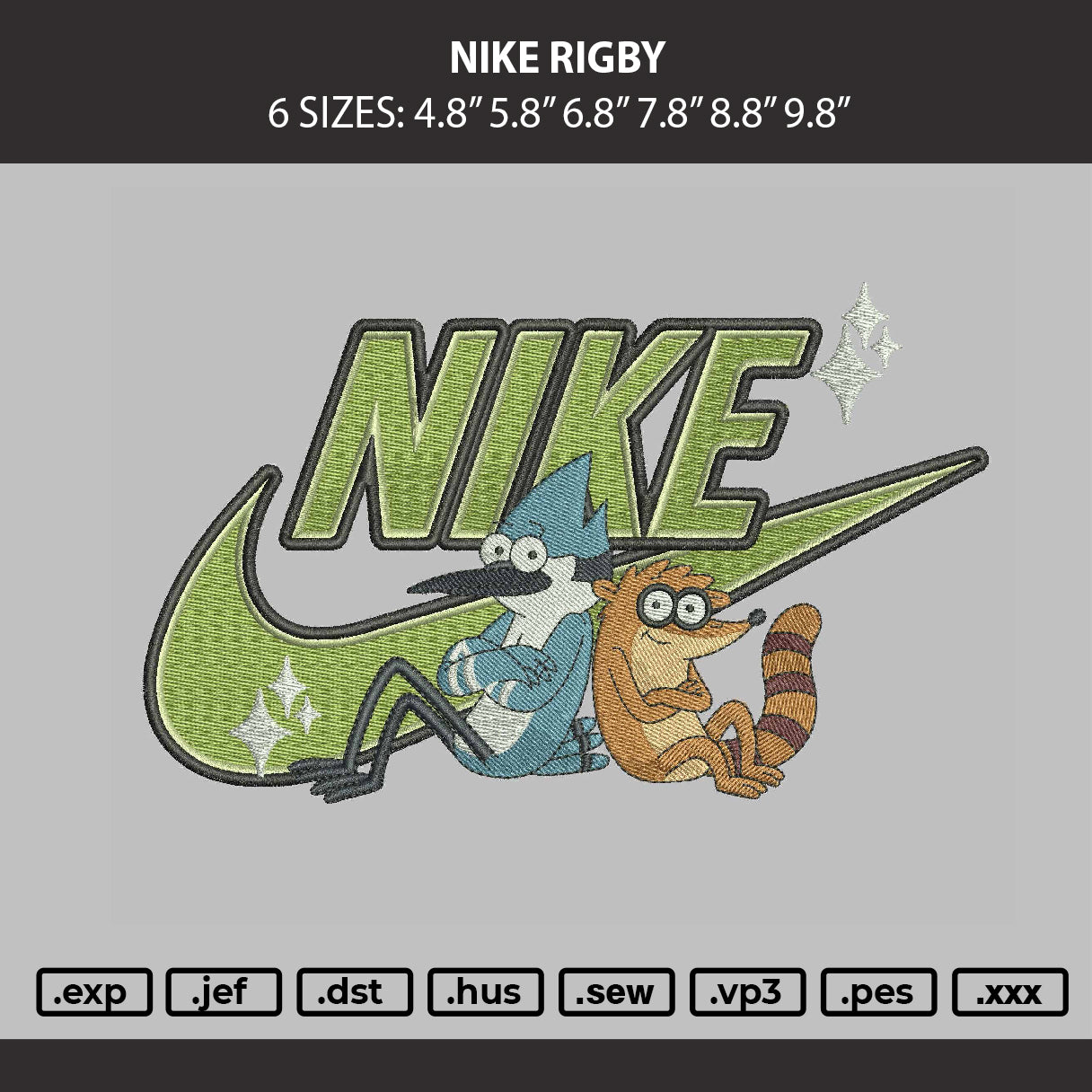 Nike Rigby Embroidery Machine Design File 6 sizes