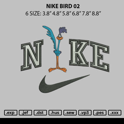 Nike Bird 02 Embroidery File 6 sizes