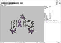 Nike Ribbon Butterflies Embroidery File 6 sizes