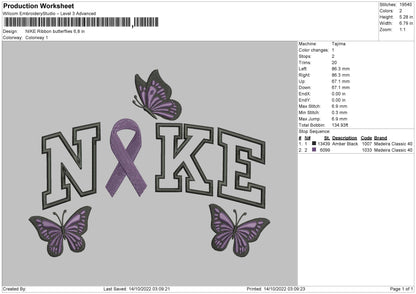 Nike Ribbon Butterflies Embroidery File 6 sizes