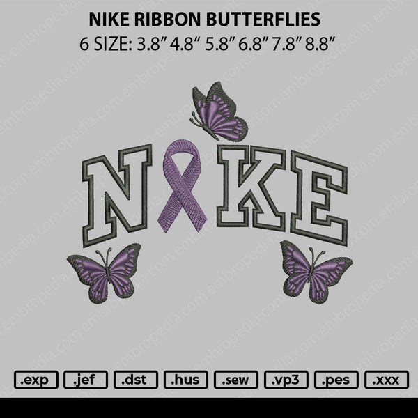 Nike Ribbon Butterflies Embroidery File 6 sizes
