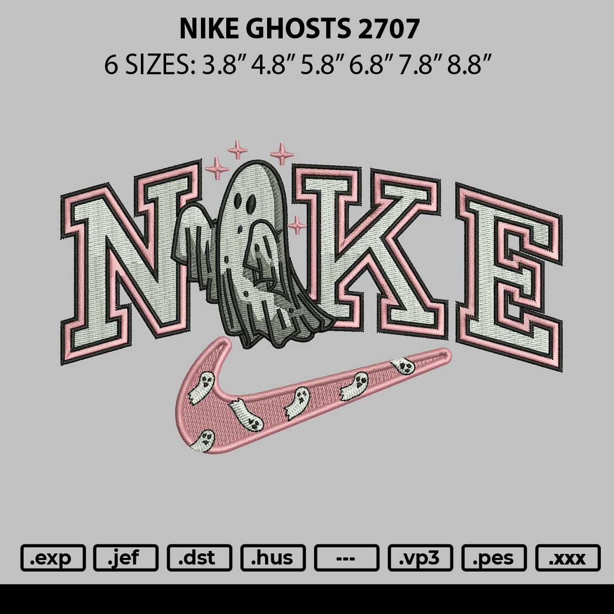 Nike Ghosts 2707 Embroidery File 6 sizes – Master Digitizer